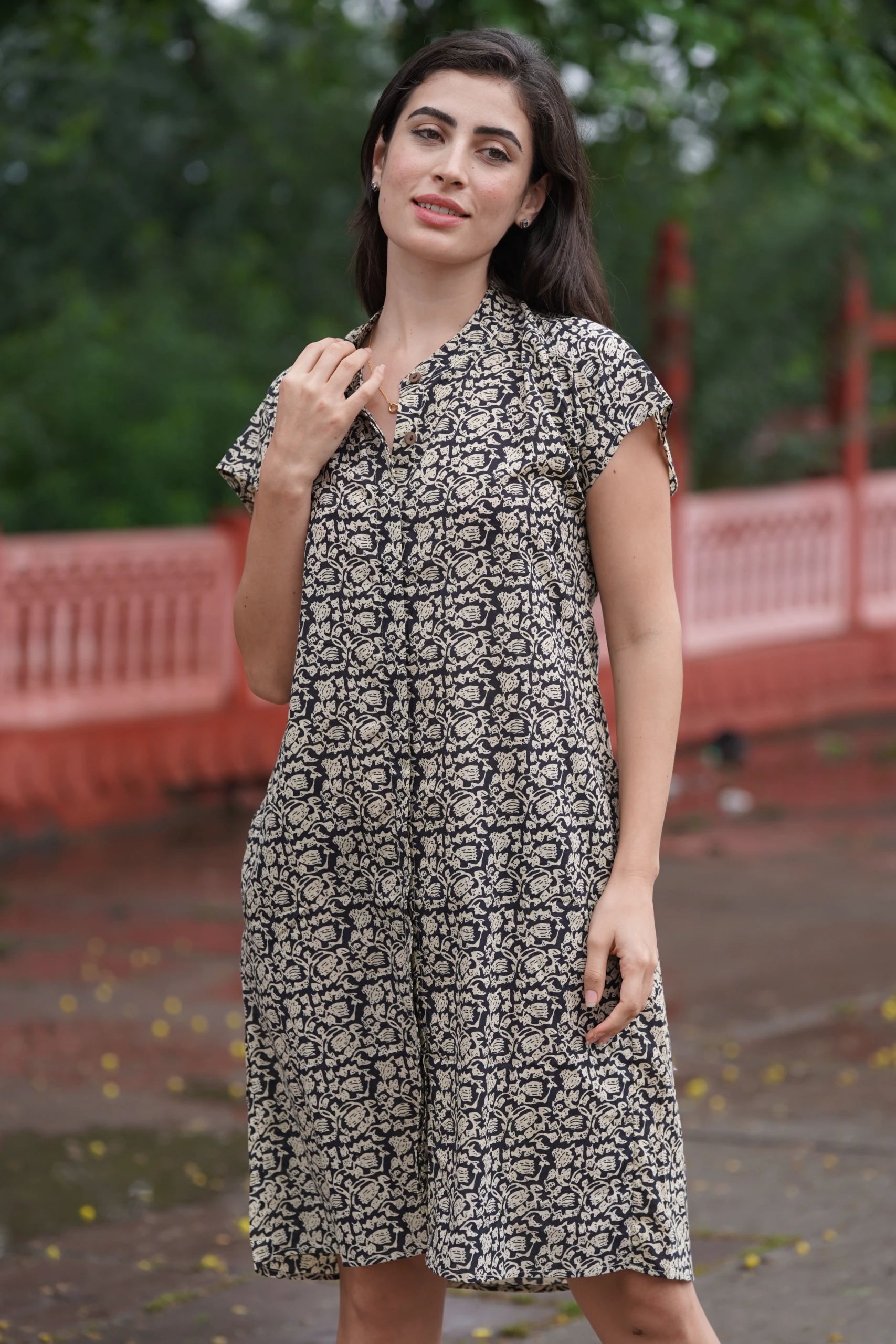Gaby Hidden Button Mini Dress
